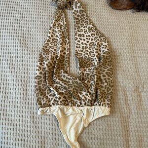 Lulu's Animal Print Halter Bodysuit